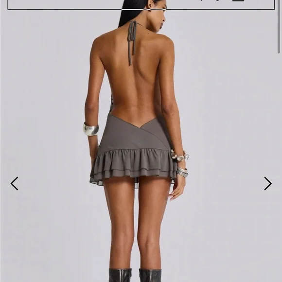 Jaded London Button Me Up Mini Dress in Grey - Picture 4 of 7